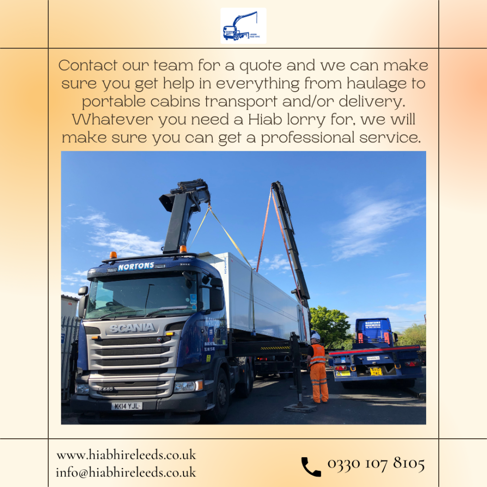 Hiab haulage of portable cabins transport and/or delivery