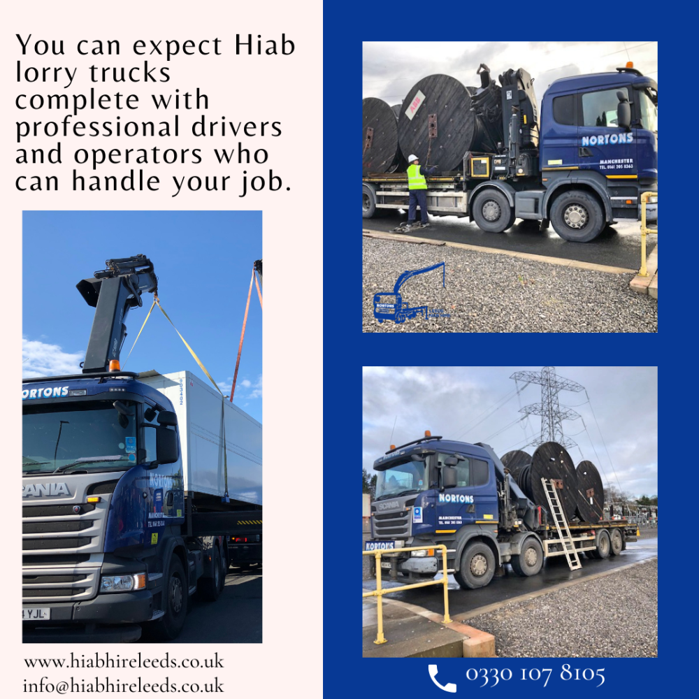 Hiab lorry trucks complete with professional drivers